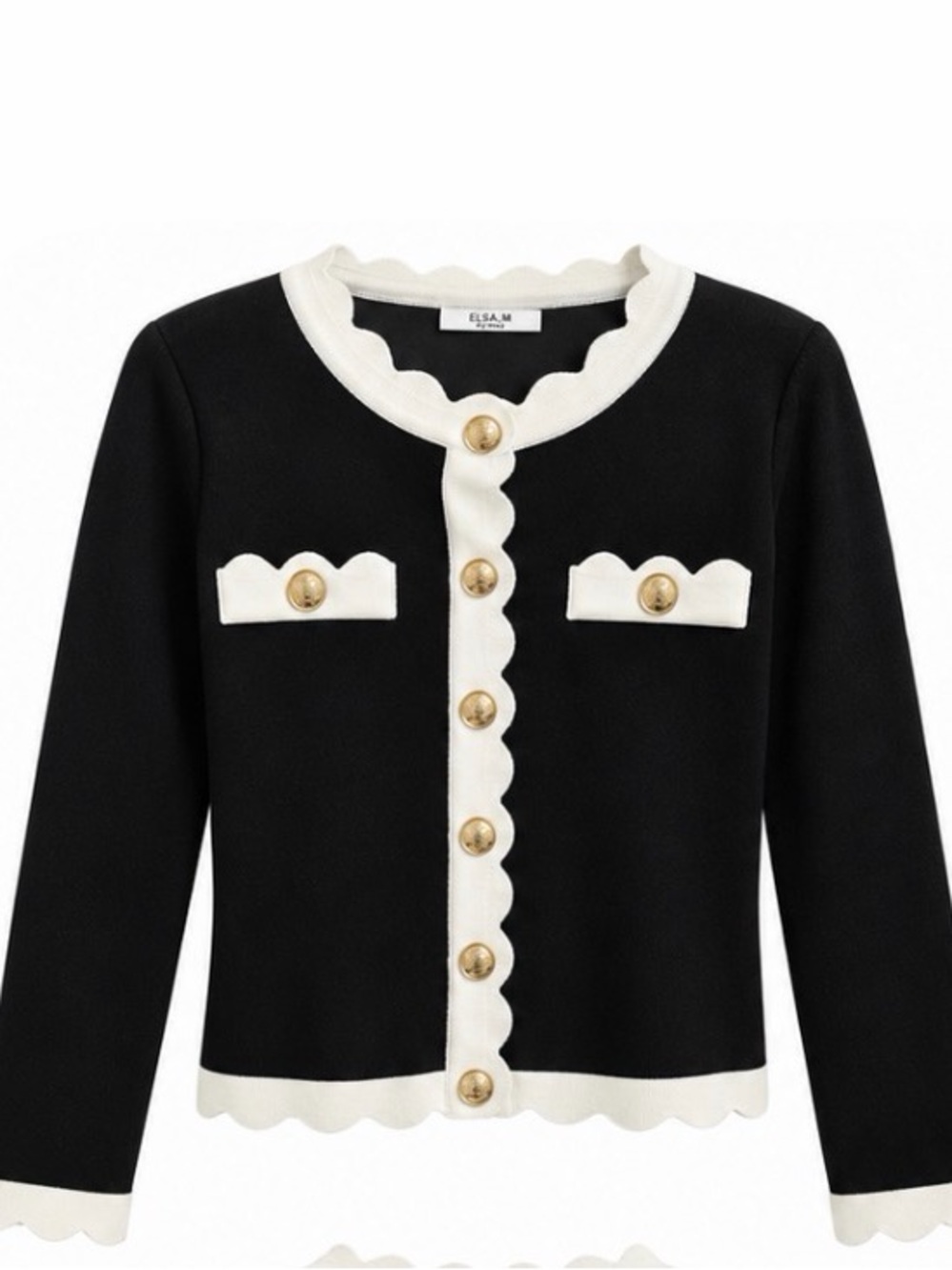 ELSA Black Jacket with White Scalloped Trim and Gold Buttons